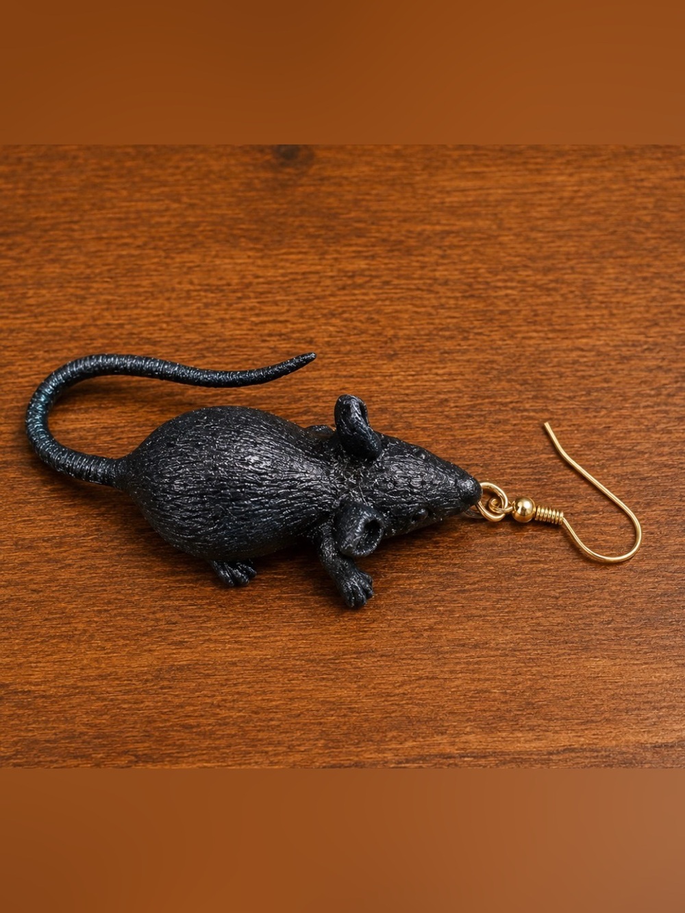 🐀🖤 Handmade 3D Black Rat Earring